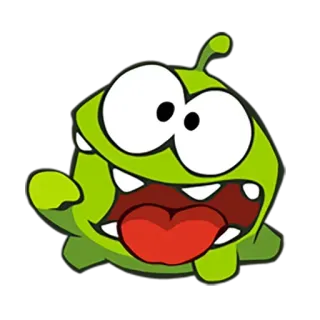 😜 Om Nom Cut the Rope Om Nom, Cut the Rope, Jeu, Dessin animé, Monstre, Vert, Personnage, Mignon telegram sticker