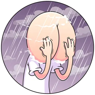 😭 Hintern, Regen, Cartoon, Figur, Traurig, Meme telegram sticker