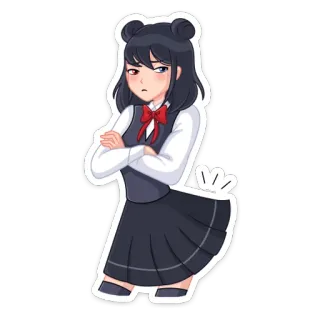 ☹️ fille anime, uniforme scolaire, manga, mignon, dessin animé, illustration telegram sticker