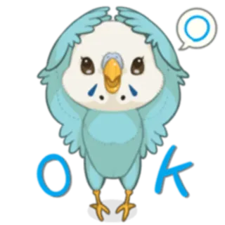 👌 OK птица, ок, милый, волнистый попугайчик, животное, наклейка telegram sticker