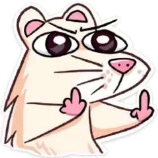 🖕 hamster, doigt d'honneur, grossier, offensant, animal, dessin animé telegram sticker