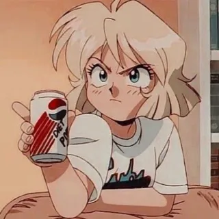🖤 Diet Pepsi Ragazza anime, Diet Pepsi, Bevanda, Soda, Personaggio, Cartone animato telegram sticker
