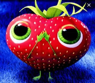 🍓 truskawka, owoc, słodki, oczy, kreskówka telegram sticker