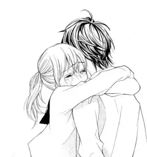 ❣️ anime, hug, crying, emotional, manga, friendship, sad telegram sticker