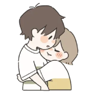 🌟 câlin, affection, amour, couple, dessin animé, émotions, amitié telegram sticker