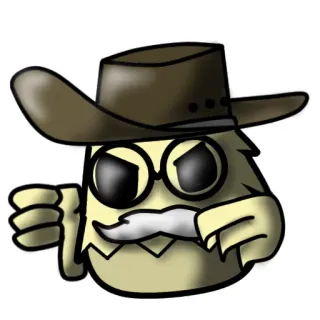 👎 Dibujos animados, Vaquero, Gafas, Bigote, Sombrero, Personaje telegram sticker