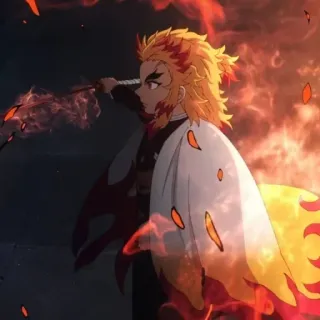 🔥 Kyojuro Rengoku Demon Slayer Аниме, Клинок рассекающий демонов, Ренгоку, Огонь, Меч, Персонаж telegram sticker