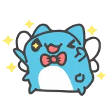 🤩 carino, gatto, occhiolino, papillon, brillantini, blu, felice, kawaii telegram sticker