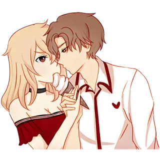 😳 пара, поцелуй, мороженое, аниме, мультфильм, романтика telegram sticker