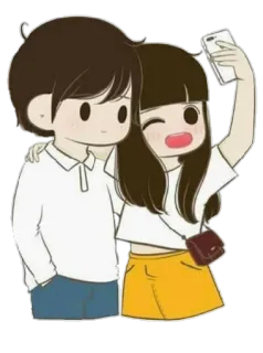 📸 cartoon, couple, selfie, love, relationship, cute telegram sticker