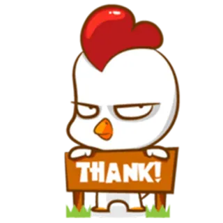 😀 THANK! pollo, grazie, carino, animale, cartone animato whatsapp sticker