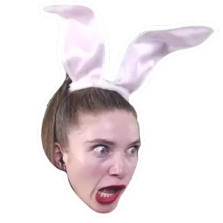🐰 Заячьи ушки, Женщина, Выражение лица, Стикер, Лицо telegram sticker