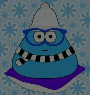 🌟 Pou cartoon, personage, Pou, winter, muts, sjaal whatsapp sticker