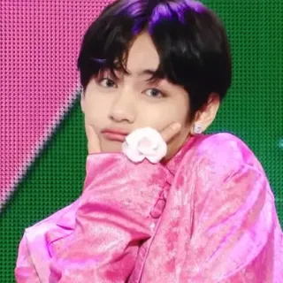 🕸 V kpop, айдол, v, тэхён, bts, знаменитость, певец, цветок telegram sticker