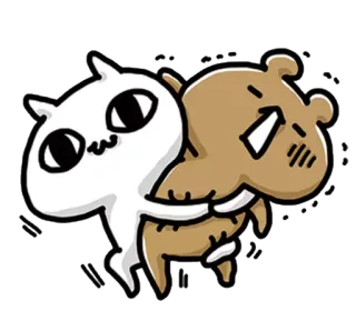 ❤ gato, oso, abrazo, lindo, dibujos animados, amistad telegram sticker