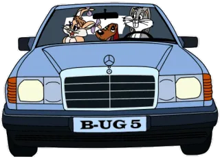 🚘 B-UG 5 dibujos animados, coche, Bugs Bunny, Looney Tunes telegram sticker