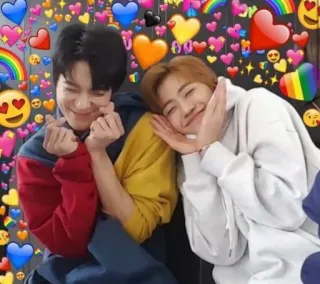 🤟 trái tim, tình yêu, cầu vồng, tình bạn, tình cảm, kpop telegram sticker