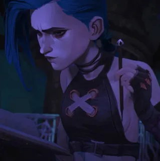 ✖ Jinx Arcane Jinx, Arcane, League of Legends, personaggio, capelli blu telegram sticker