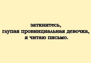 🤐 заткнитесь,
глупая провинциальная девочка,
я читаю письмо. Текст, Русский, Оскорбительный whatsapp sticker