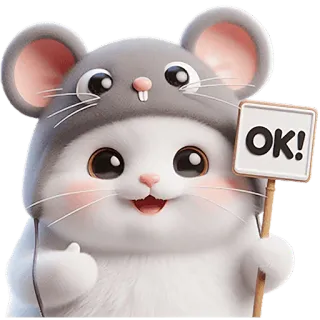 👌 OK! น่ารัก, สัตว์, หนู, ตกลง, อนุมัติ, บวก, การ์ตูน whatsapp sticker
