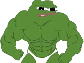 💪 Pepe the Frog Pepe the Frog, meme, bodybuilder, frog, buff, muscular, strong telegram sticker