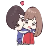 😍 กอด, ความรัก, คู่รัก, น่ารัก, จิบิ, โรแมนติก telegram sticker