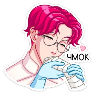 😘 ЧМОК Kuss, Liebe, Zuneigung, Herz, rosa Haare, Anime, Manga, Sticker telegram sticker