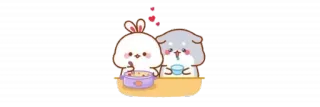 🫖 kawaii, imut, hewan, kelinci, anjing, persahabatan, kartun telegram sticker