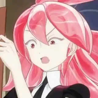 ❓ anime, character, pink hair, shocked, surprise telegram sticker
