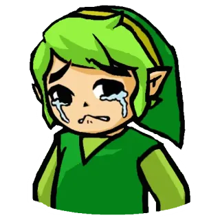 😥 Link The Legend of Zelda Link, llorando, triste, The Legend of Zelda, personaje de videojuego telegram sticker