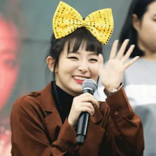 💘 woman, korean, smile, ribbon, person, microphone telegram sticker