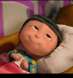 😴 Agnes Despicable Me cartoon, girl, sleepy, cute, pillow telegram sticker