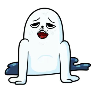 😋 тюлень, животное, мультфильм, грустный, персонаж, милый telegram sticker