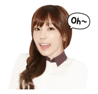 😮 Oh~ mulher, coreana, asiática, balão de fala, oh, cantora, celebridade whatsapp sticker
