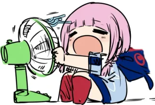 🏖 fan, anime, character, illustration, kawaii, chibi telegram sticker