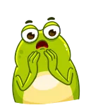 😨 青蛙, 卡通, 震惊, 焦虑, 担心, 困惑, 绿色, 角色 whatsapp sticker