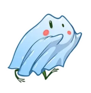 👻 fantasma, desenho animado, fofo, folha, amigável, kawaii, personagem whatsapp sticker
