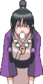 😧 Maya Fey Ace Attorney Maya Fey, Ace Attorney, video game, pixel art, surprised telegram sticker