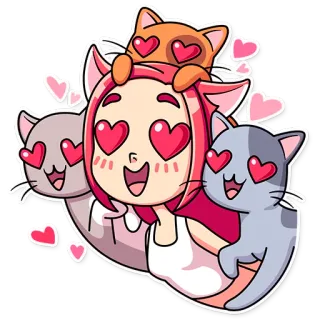 😍 gato, desenho animado, amor, fofo, coração, mulher, adesivo telegram sticker
