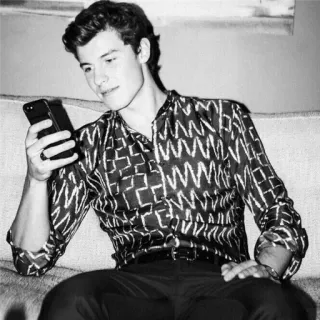 📱 Shawn Mendes musician, singer, black and white, celebrity, male telegram sticker