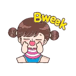 😛 Bweek 만화, 소녀, 귀여운, 감정, Bweek, 스티커 telegram sticker
