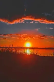 😎 sunset, landscape, nature, horizon, water, orange, scenic, evening telegram sticker