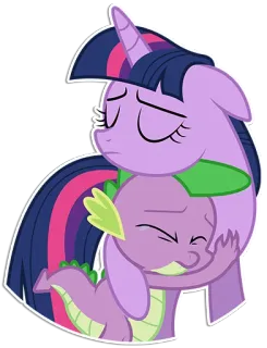 🤗 Twilight Sparkle My Little Pony My Little Pony, Friendship, Hugging, Twilight Sparkle, Spike telegram sticker