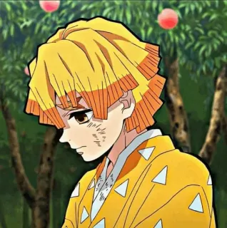 👺 Zenitsu Agatsuma Demon Slayer 애니메이션, 귀멸의 칼날, 아가츠마 젠이츠, 번개, 캐릭터, 스티커 telegram sticker