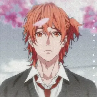 🥀 vezziria anime, boy, orange hair, school uniform, art, illustration telegram sticker