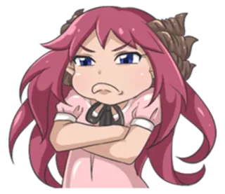 😒 อนิเมะ, ปีศาจ, ผู้หญิง, เขา, น่ารัก, โกรธ telegram sticker
