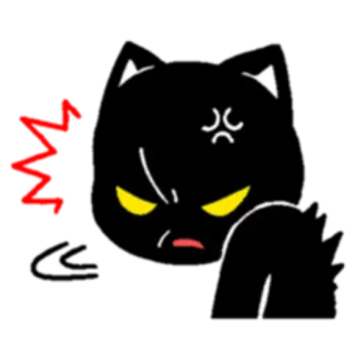 😡 angry, cat, cartoon, illustration, red, black telegram sticker