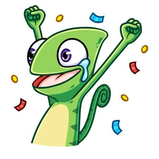 🥳 Tắc kè hoa, Lễ kỷ niệm, Hoa giấy, Vui vẻ, Hoạt hình, Nhãn dán, Động vật, Bò sát whatsapp sticker