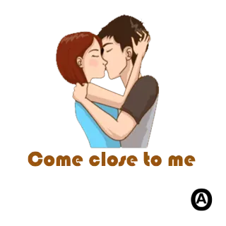 👨‍❤️‍💋‍👨 Come close to me beso, amor, romance, pareja telegram sticker