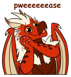 🙏 pweeeeeeease มังกร, น่ารัก, อ้อนวอน, การ์ตูน, สติกเกอร์, คาวาอิ, แฟนตาซี telegram sticker